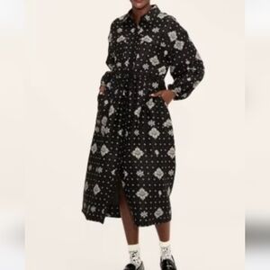 Woolrich Black and White  Long Sleeve Dress Woolrich Bandana Print Shirt Dress